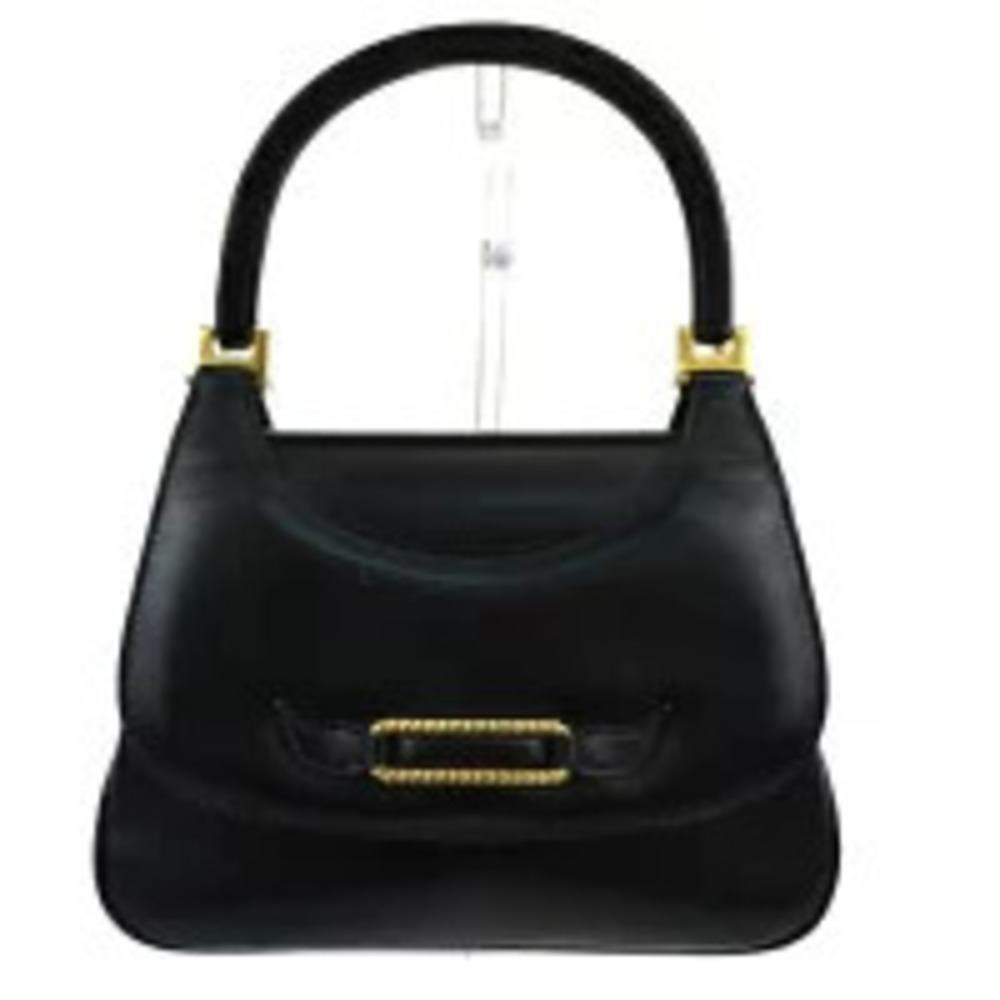 Gucci black leather flap handbag structured top handle